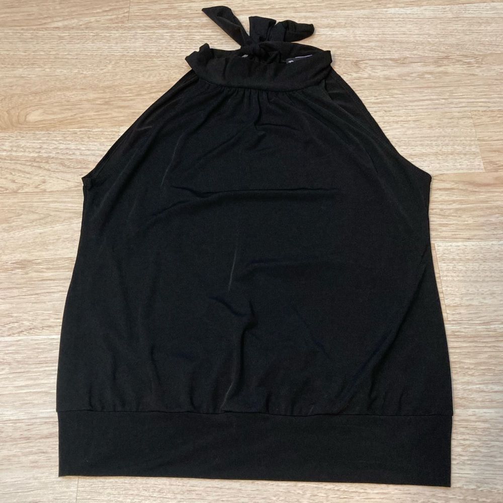GUC Chic Black Bow Tied Neck Women's Sleeveless Top Petite XL